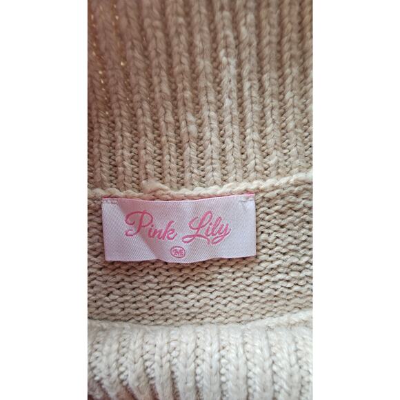 Pink Lily Cable Knit Sweater Vest, Ruffled sleeves, Sz M, Excellent cond. - Picture 7 of 13